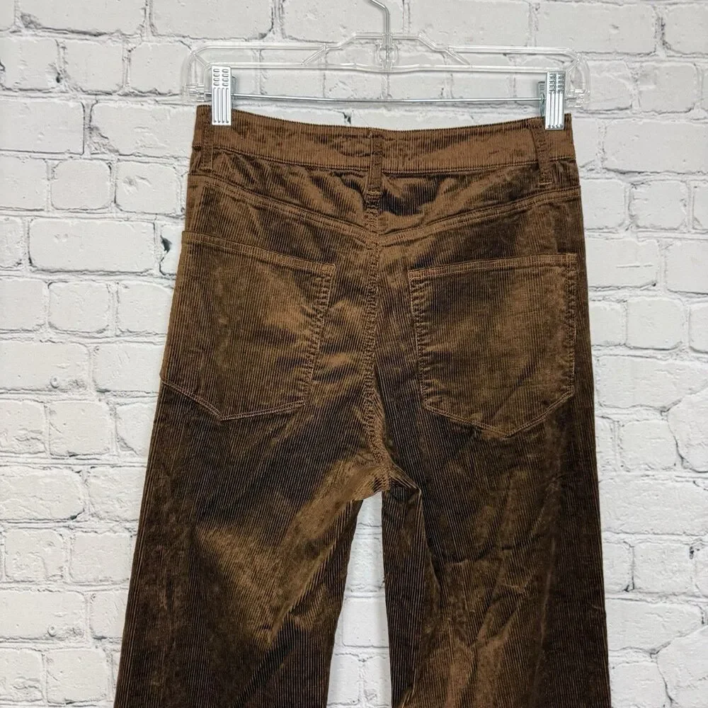 Paige Charlie Corduroy Flare Pants In Maple Brown Womens 26 Boho Western Chic